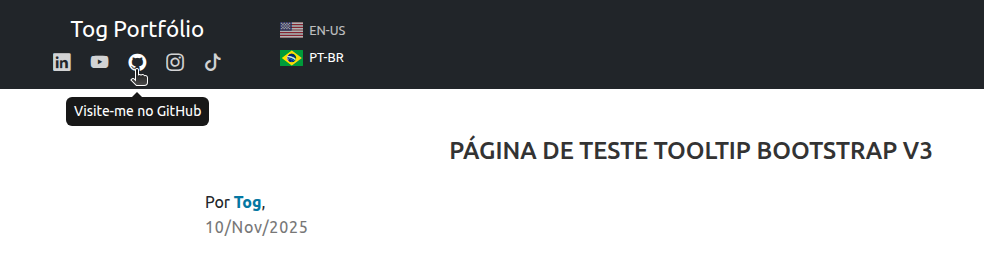 tooltip do botão GitHub com direção bottom e distance 21