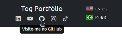 tooltip do botão GitHub sobrepondo parcialmente a parte inferior da barra de navegação
