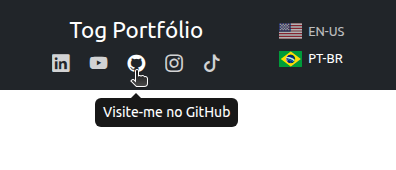 tooltip do botão GitHub com direção bottom e skidding 30 positivo