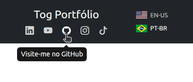 tooltip do botão GitHub com direção bottom e skidding 30 negativo