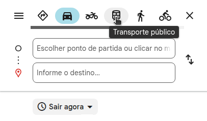 Tooltip do botão Transporte Público no Google Maps