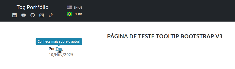 tooltip do link conheça mais sobre o autor com cor de fundo modificada
