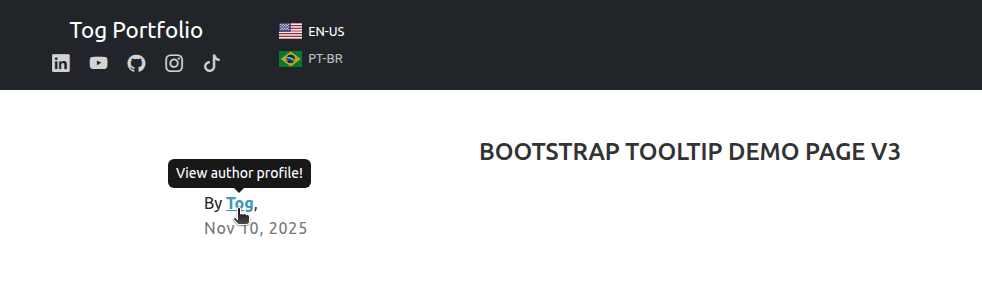 tooltip for the link that leads to the Author page
