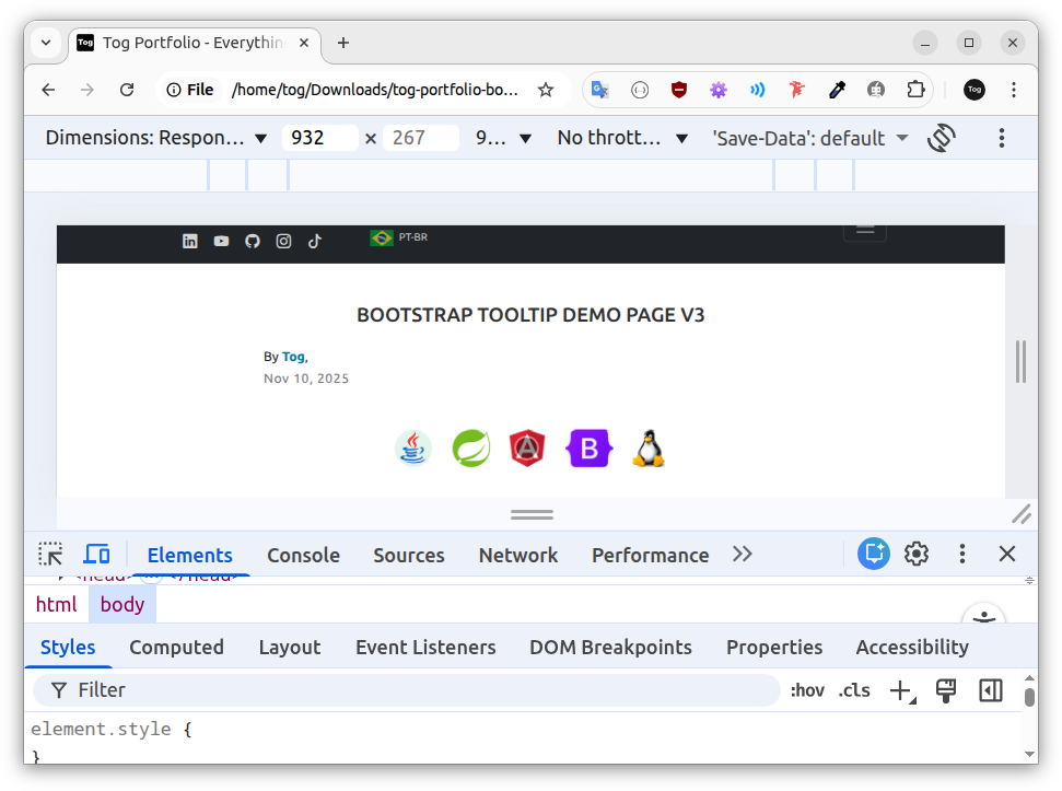 indicador de toque sobre o logo Angular
